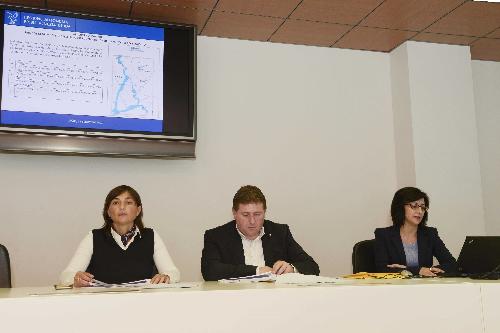 Debora Serracchiani (Presidente Regione Friuli Venezia Giulia), Daniele Galizio (Sindaco Latisana) e Sara Vito (Assessore regionale Ambiente ed Energia) alla conferenza stampa per i lavori di messa in sicurezza del Tagliamento - Udine 11/09/2017